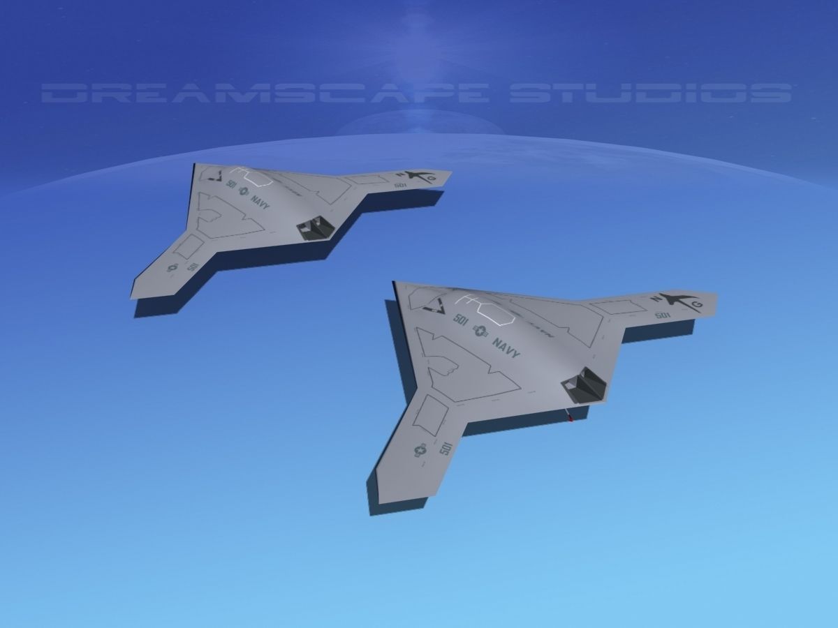 X-47B UCAS 2 Low-poly 3D model_7