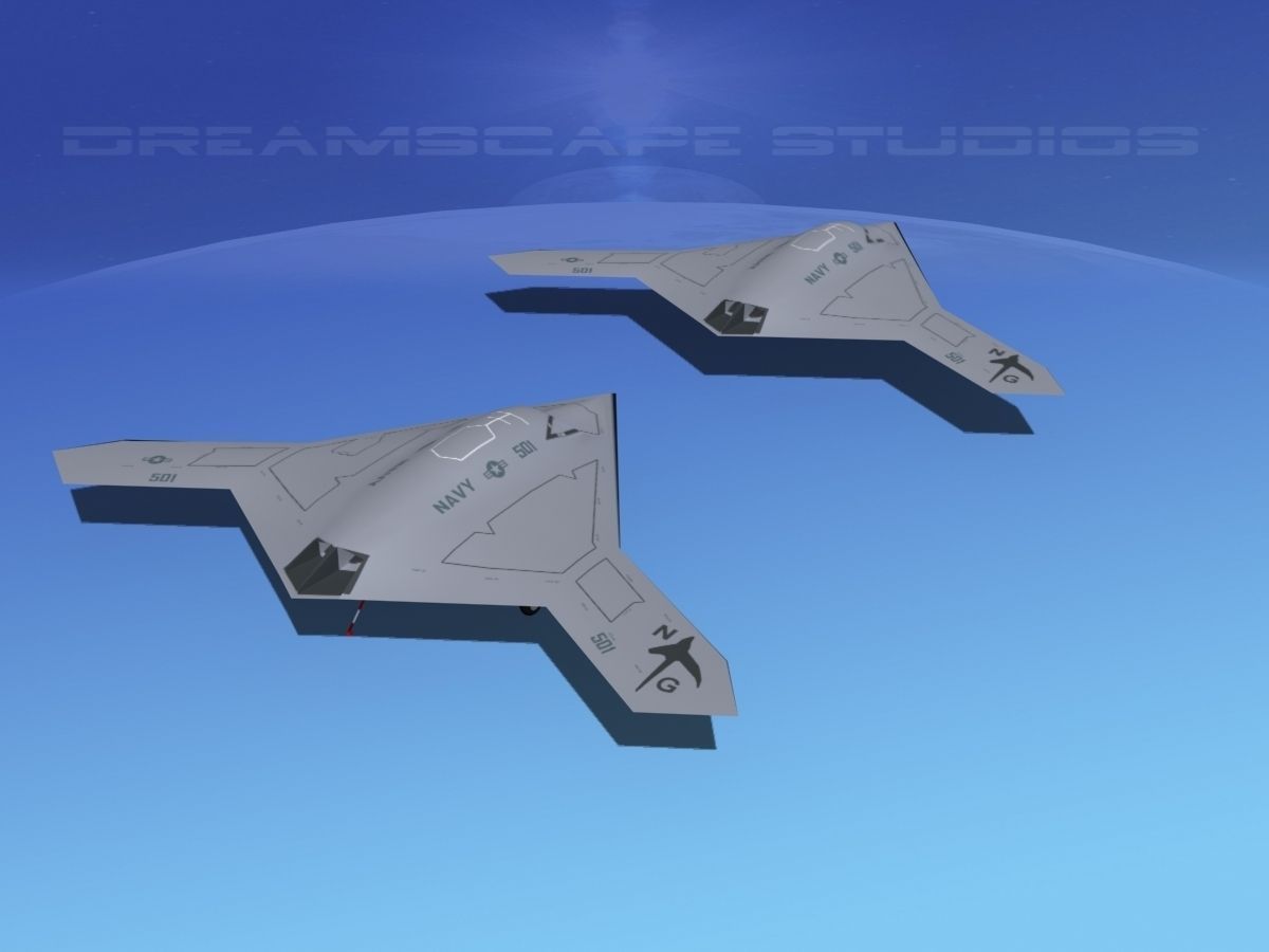 X-47B UCAS 2 Low-poly 3D model_5