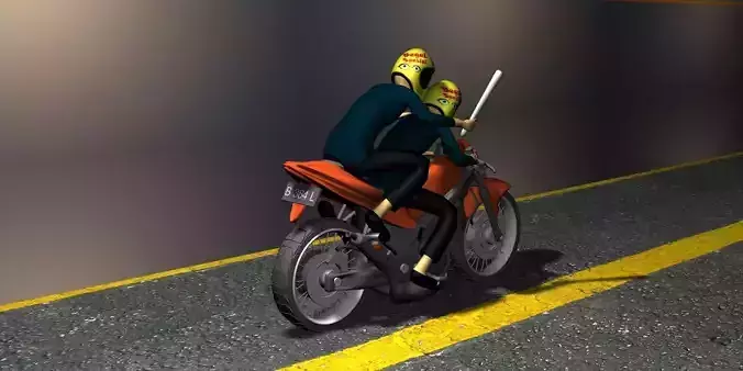 motorcycle thief Free low-poly 3D model