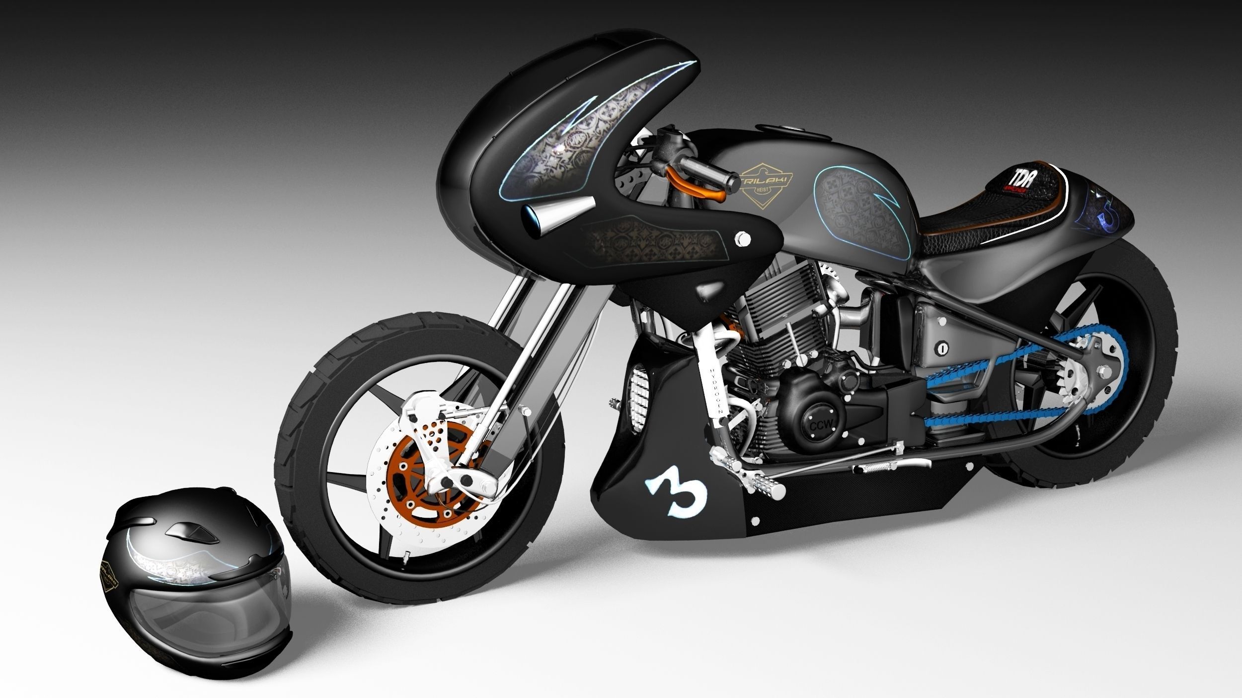 Motorcycle modified  sport 3D model_2