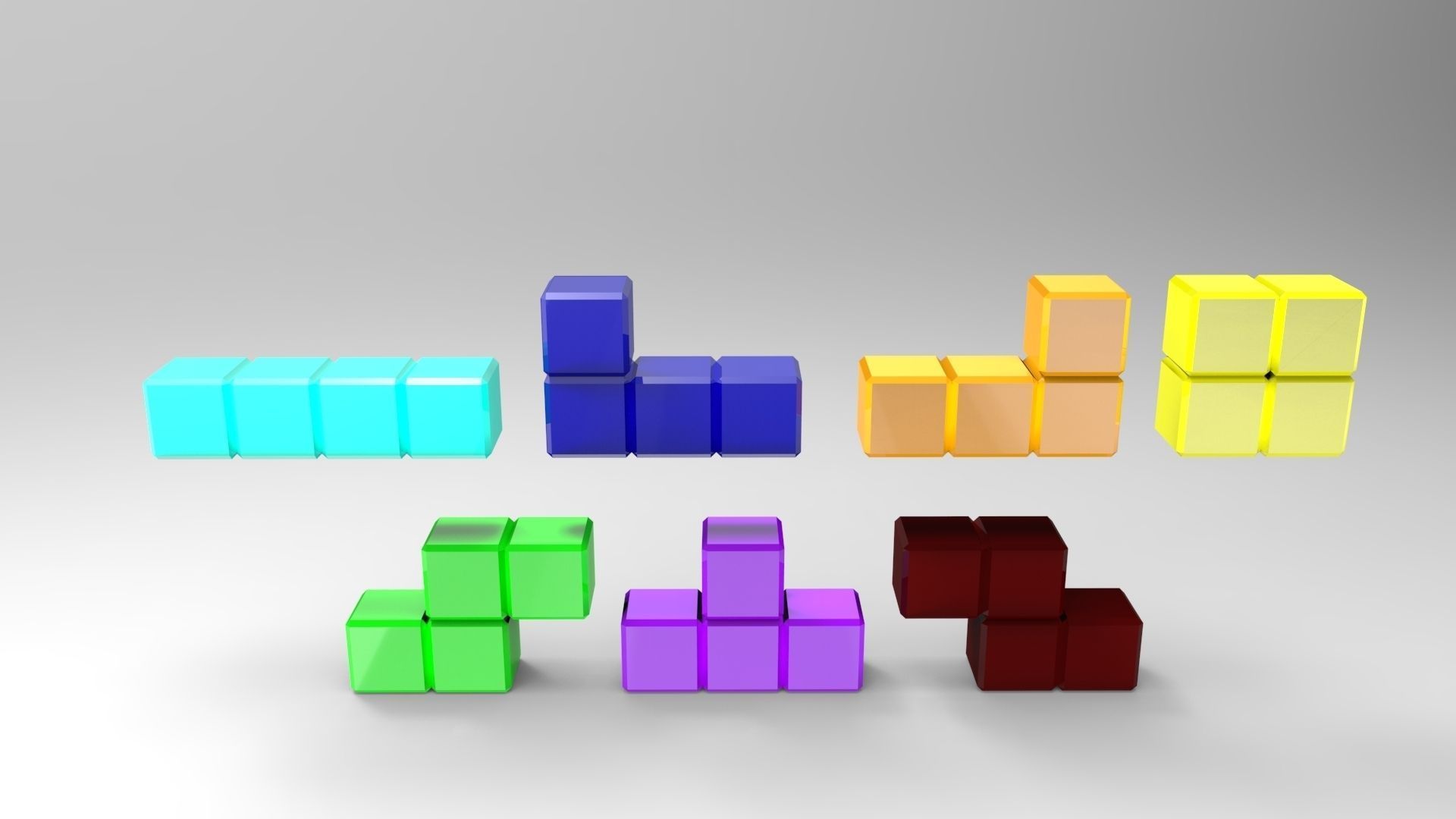 Tetris blocks Low-poly 3D model_3