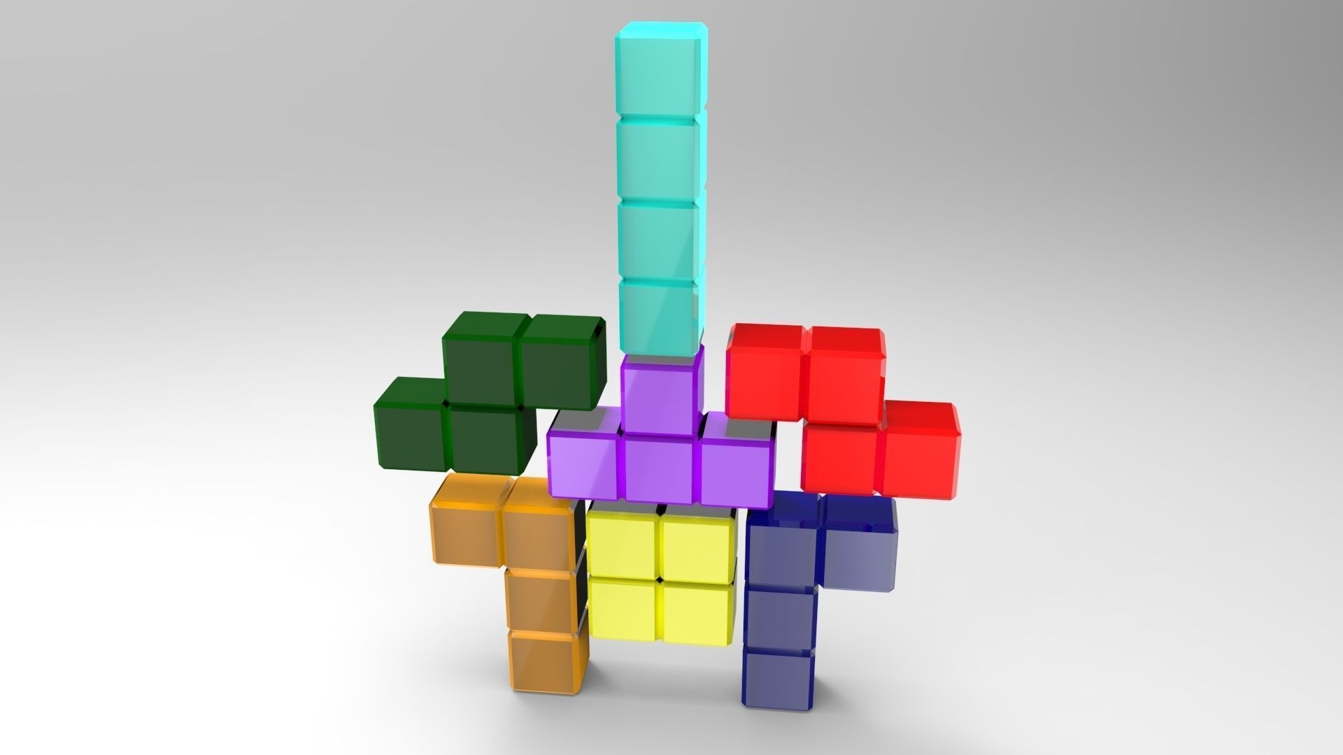 Tetris blocks Low-poly 3D model_2