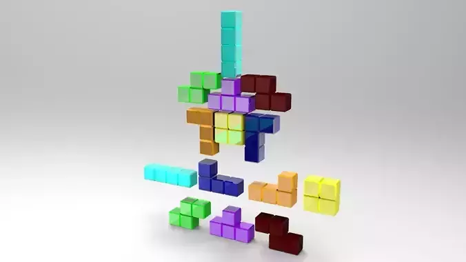 Tetris blocks Low-poly 3D model