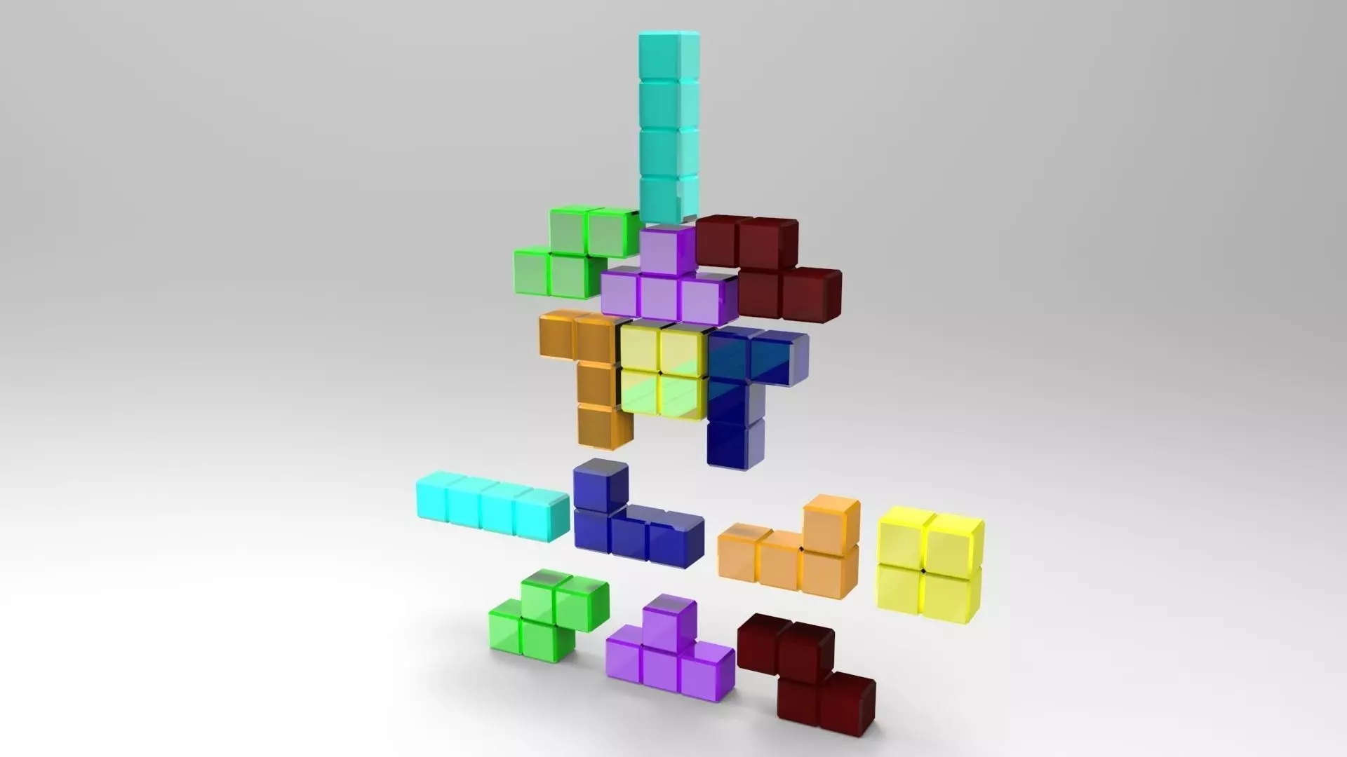 Tetris blocks Low-poly 3D model_0