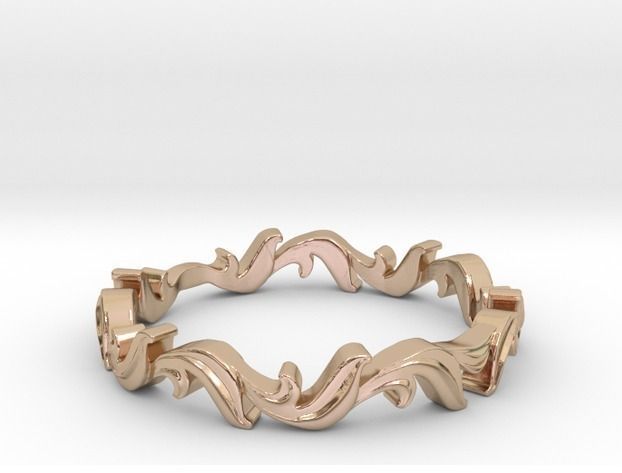 Leaf ring 3D print model_0