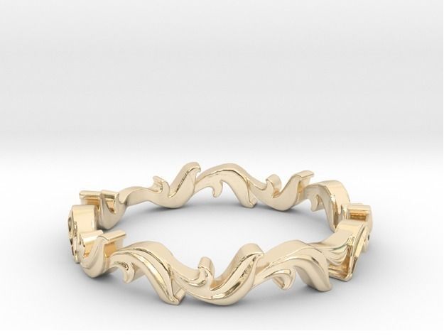 Leaf ring 3D print model_4