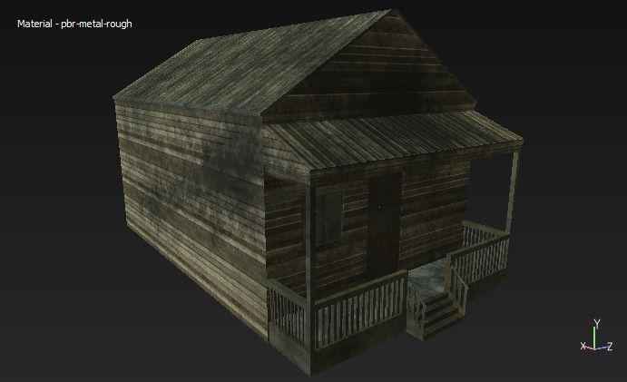 house wooden with porch Low-poly 3D model_0