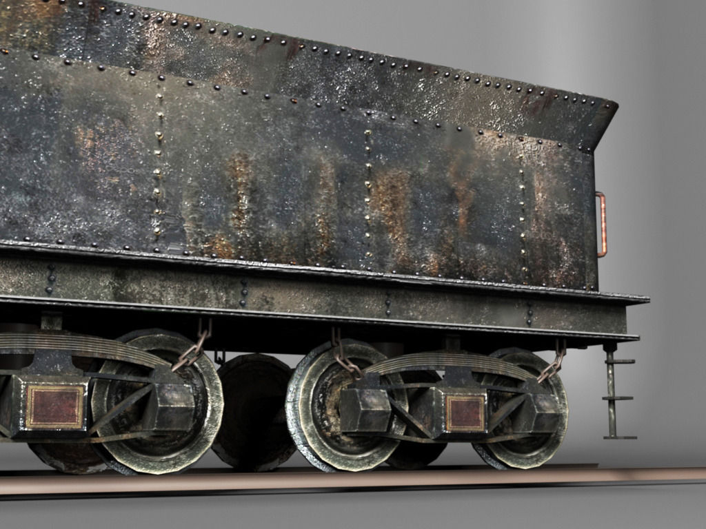 American Steam Locomotive Engine Low-poly 3D model_5