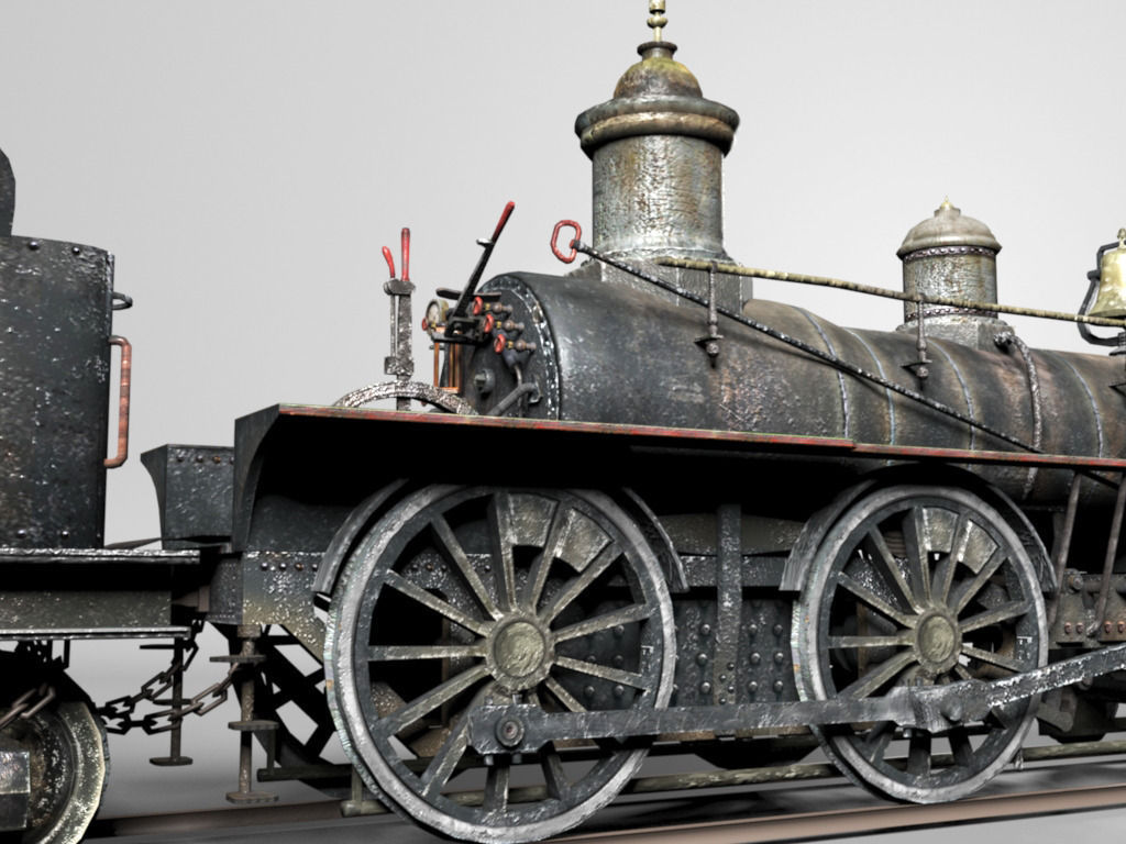 American Steam Locomotive Engine Low-poly 3D model_6