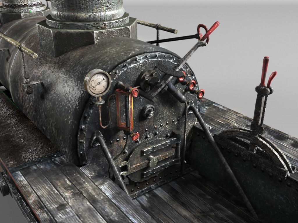 American Steam Locomotive Engine Low-poly 3D model_7