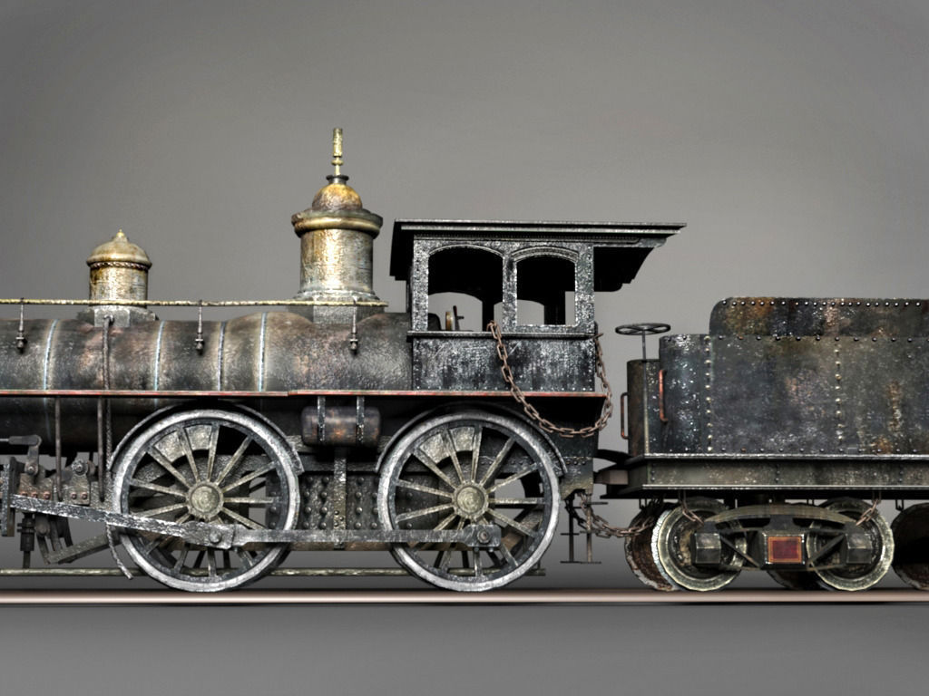 American Steam Locomotive Engine Low-poly 3D model_8