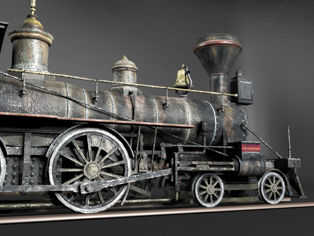American Steam Locomotive Engine Low-poly 3D model_2