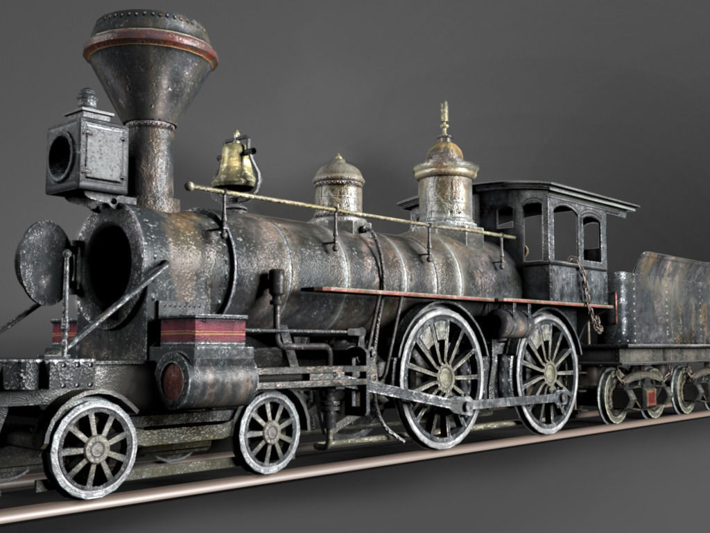 American Steam Locomotive Engine Low-poly 3D model_4
