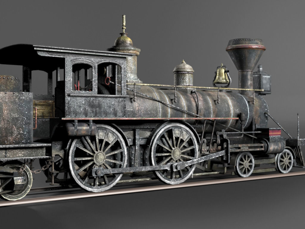American Steam Locomotive Engine Low-poly 3D model_3