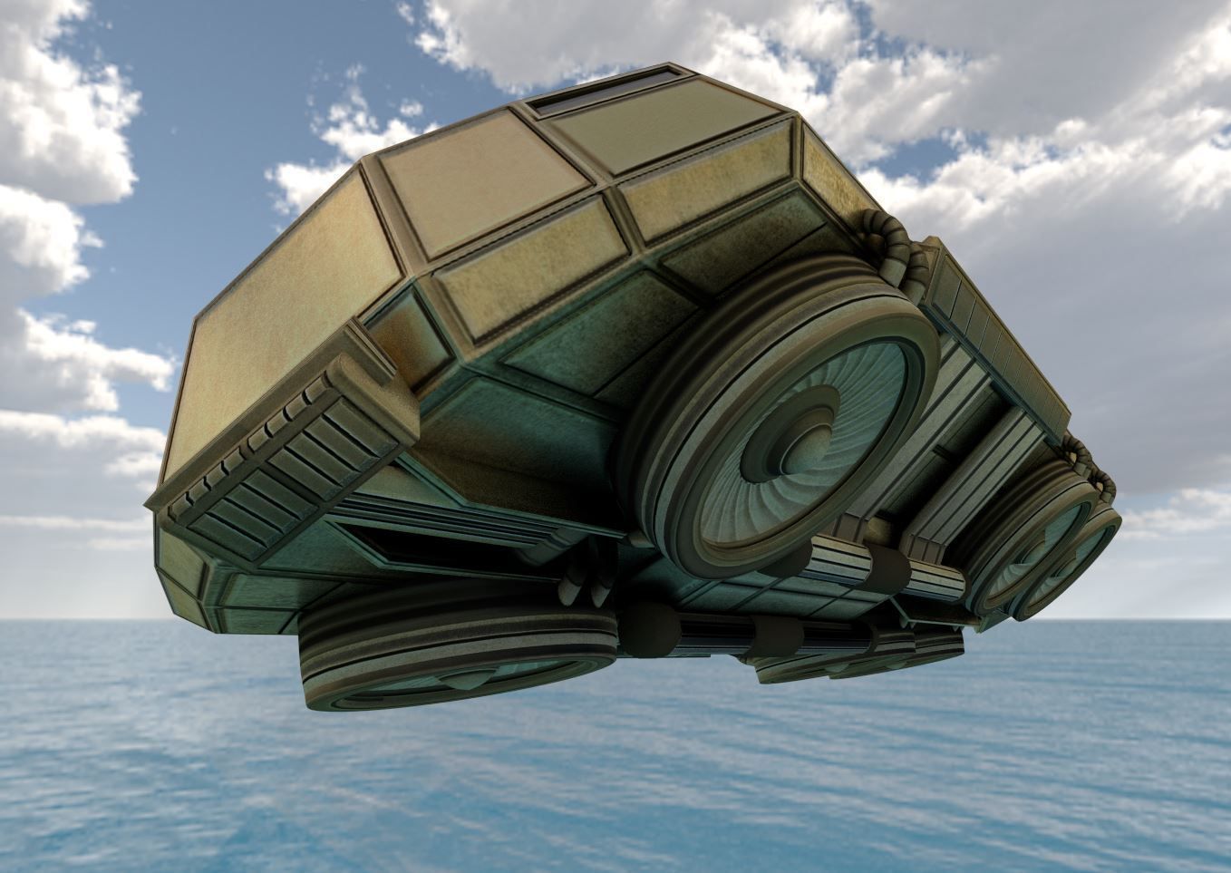 Futuristic Transport Shuttle Rigged  Low-poly 3D model_24