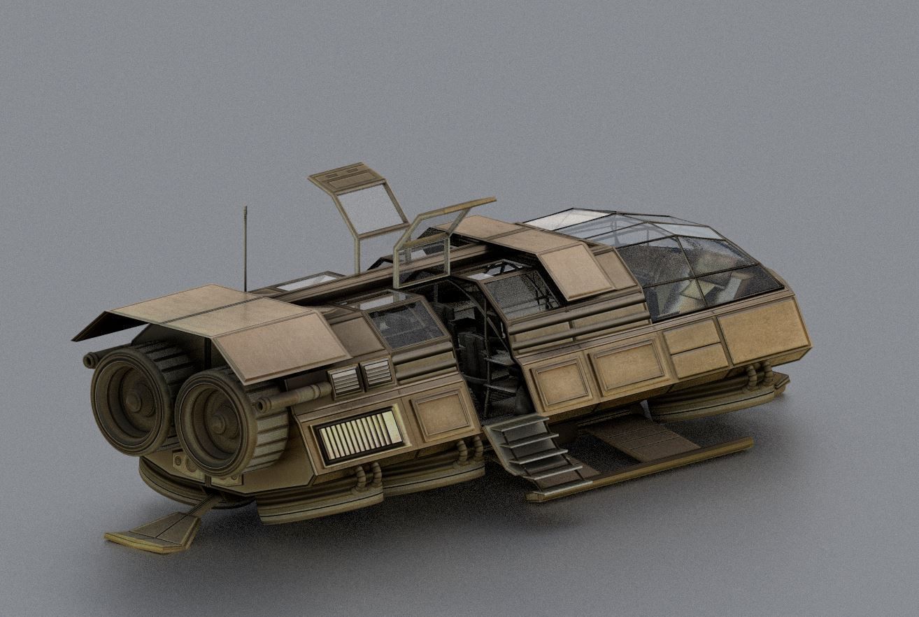 Futuristic Transport Shuttle Rigged  Low-poly 3D model_54