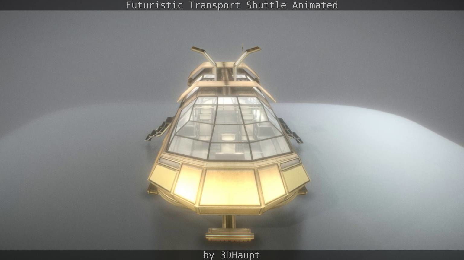 Futuristic Transport Shuttle Rigged  Low-poly 3D model_59
