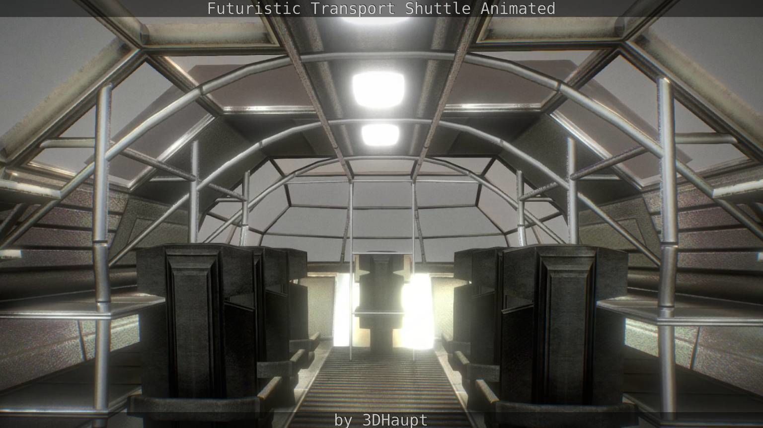 Futuristic Transport Shuttle Rigged  Low-poly 3D model_123