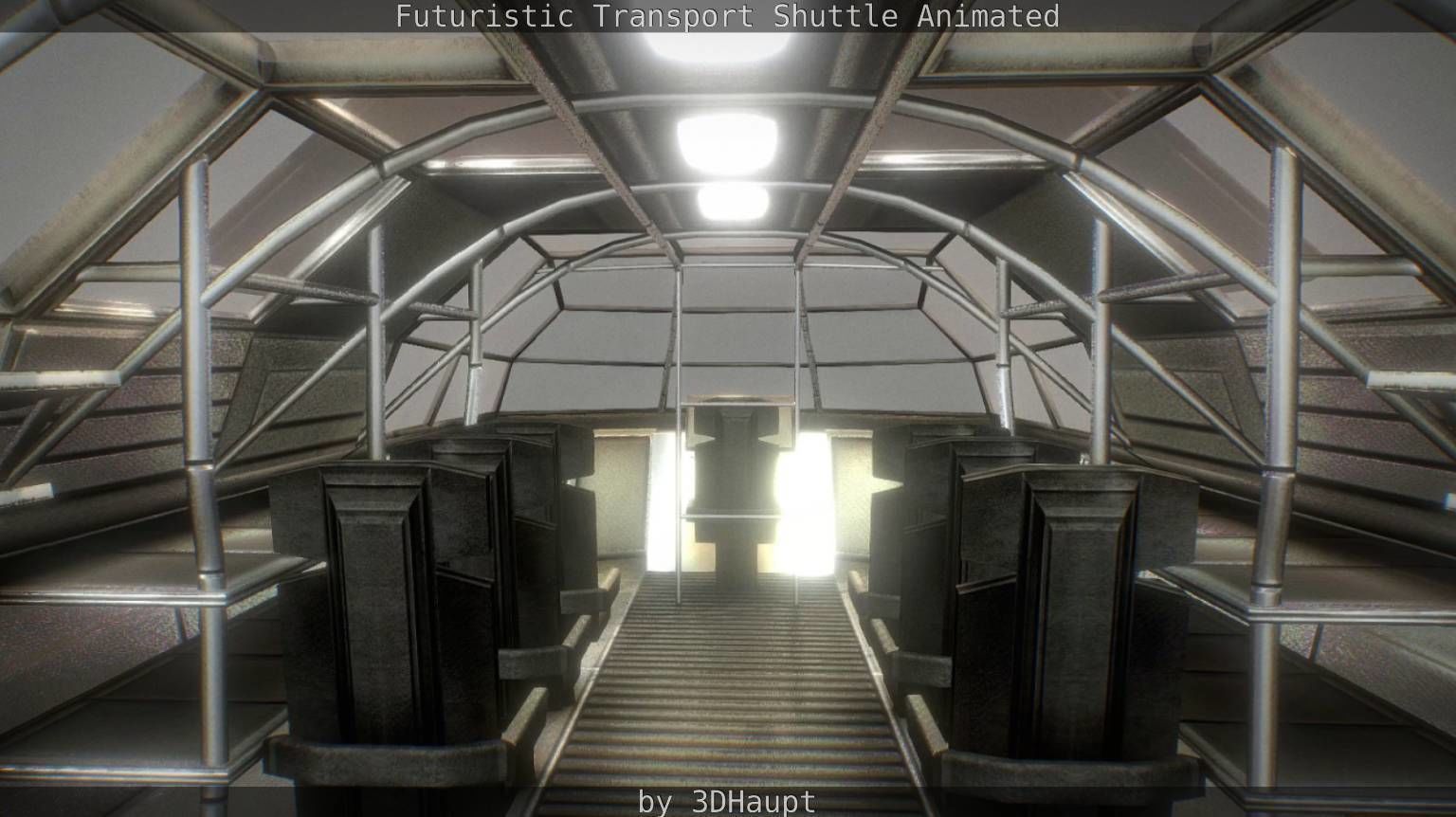 Futuristic Transport Shuttle Rigged  Low-poly 3D model_122