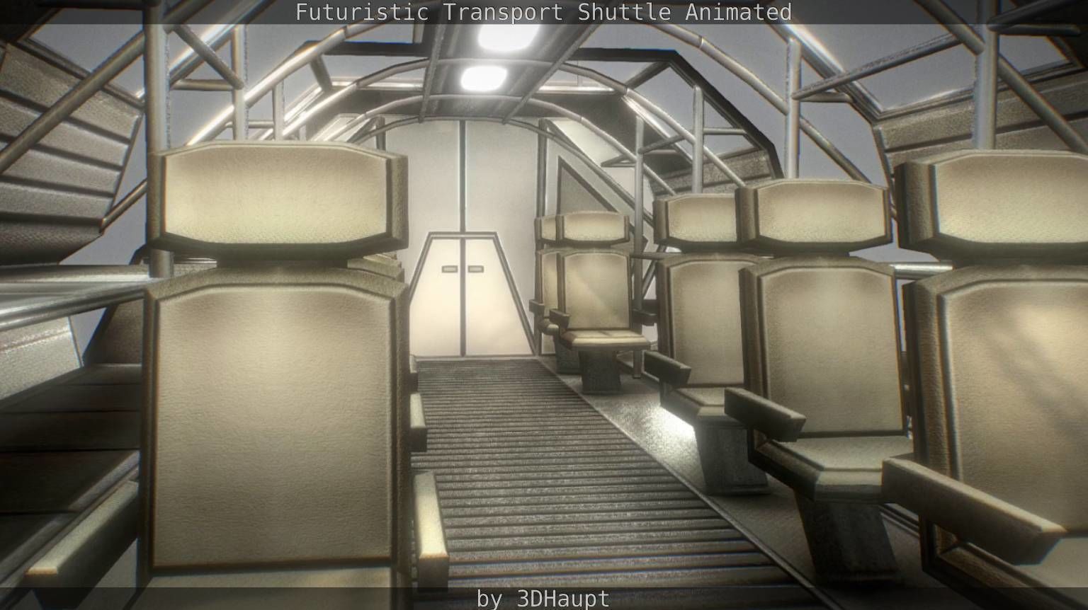 Futuristic Transport Shuttle Rigged  Low-poly 3D model_110