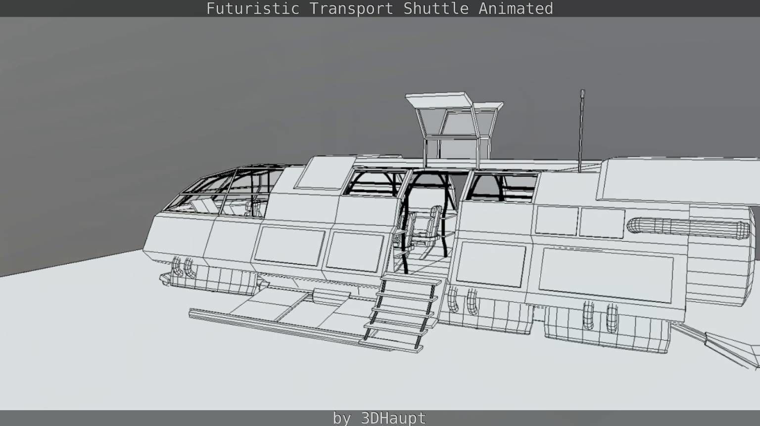 Futuristic Transport Shuttle Rigged  Low-poly 3D model_101