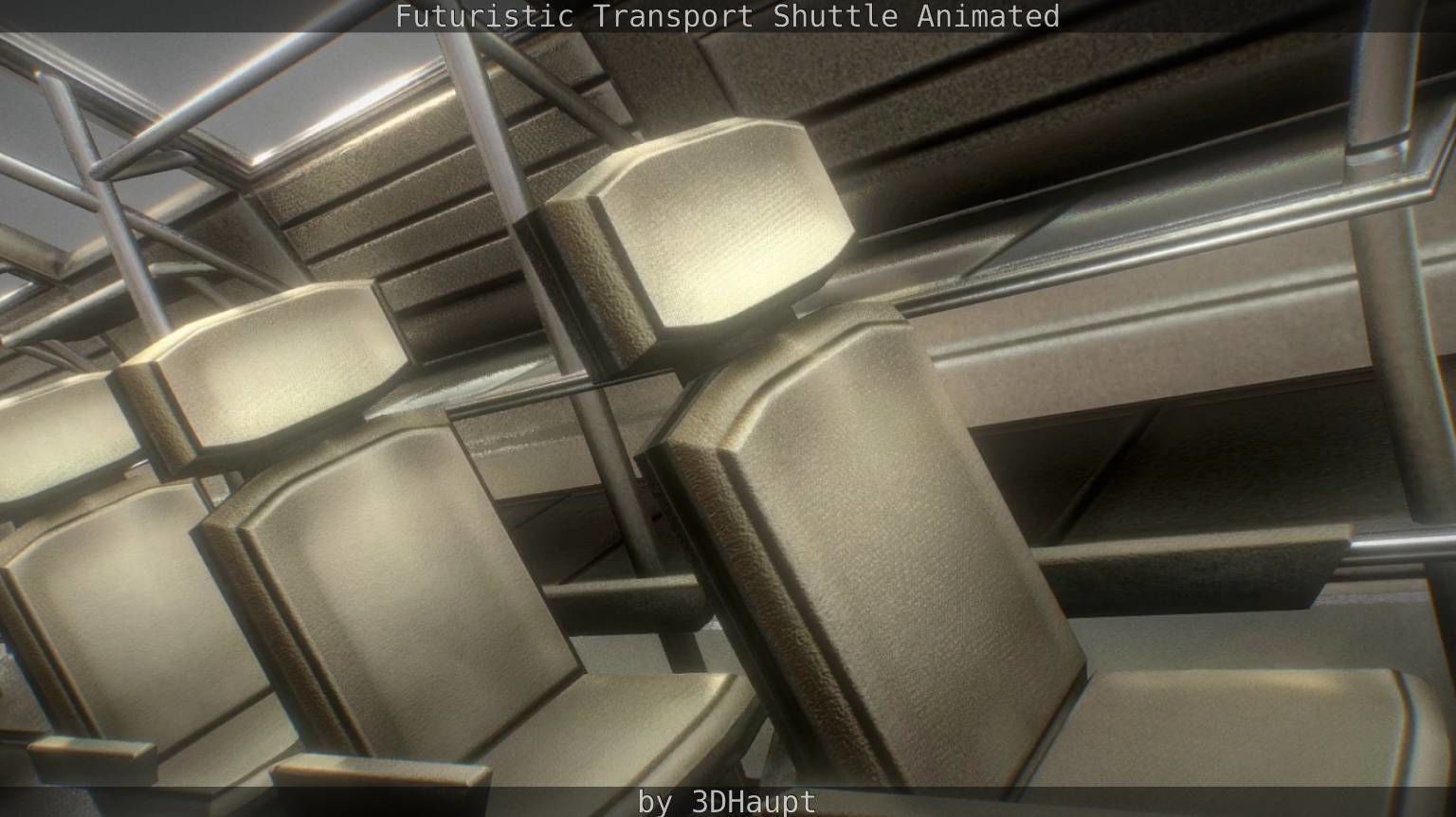 Futuristic Transport Shuttle Rigged  Low-poly 3D model_133