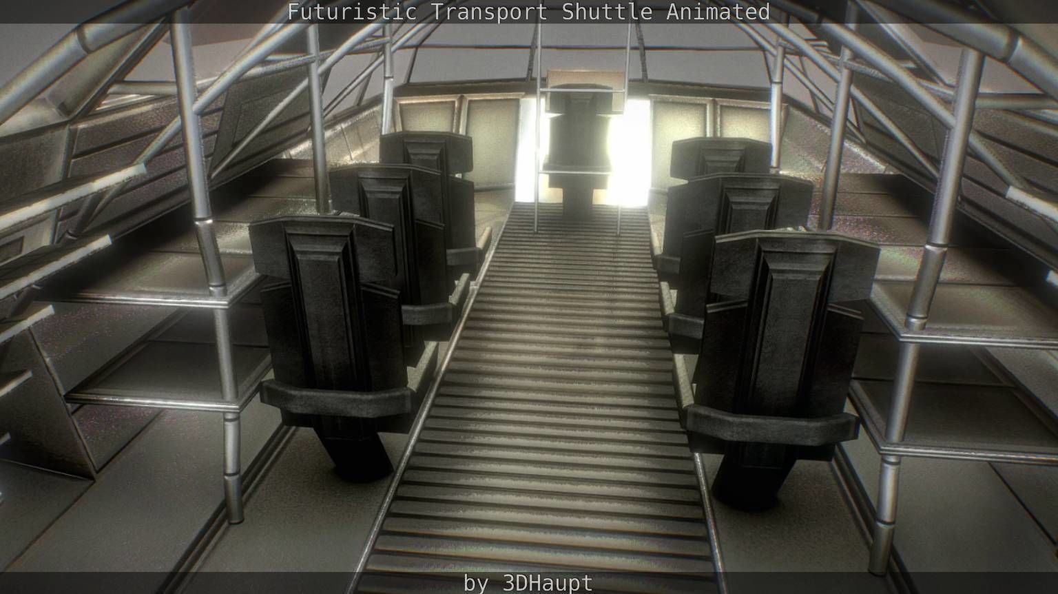 Futuristic Transport Shuttle Rigged  Low-poly 3D model_120