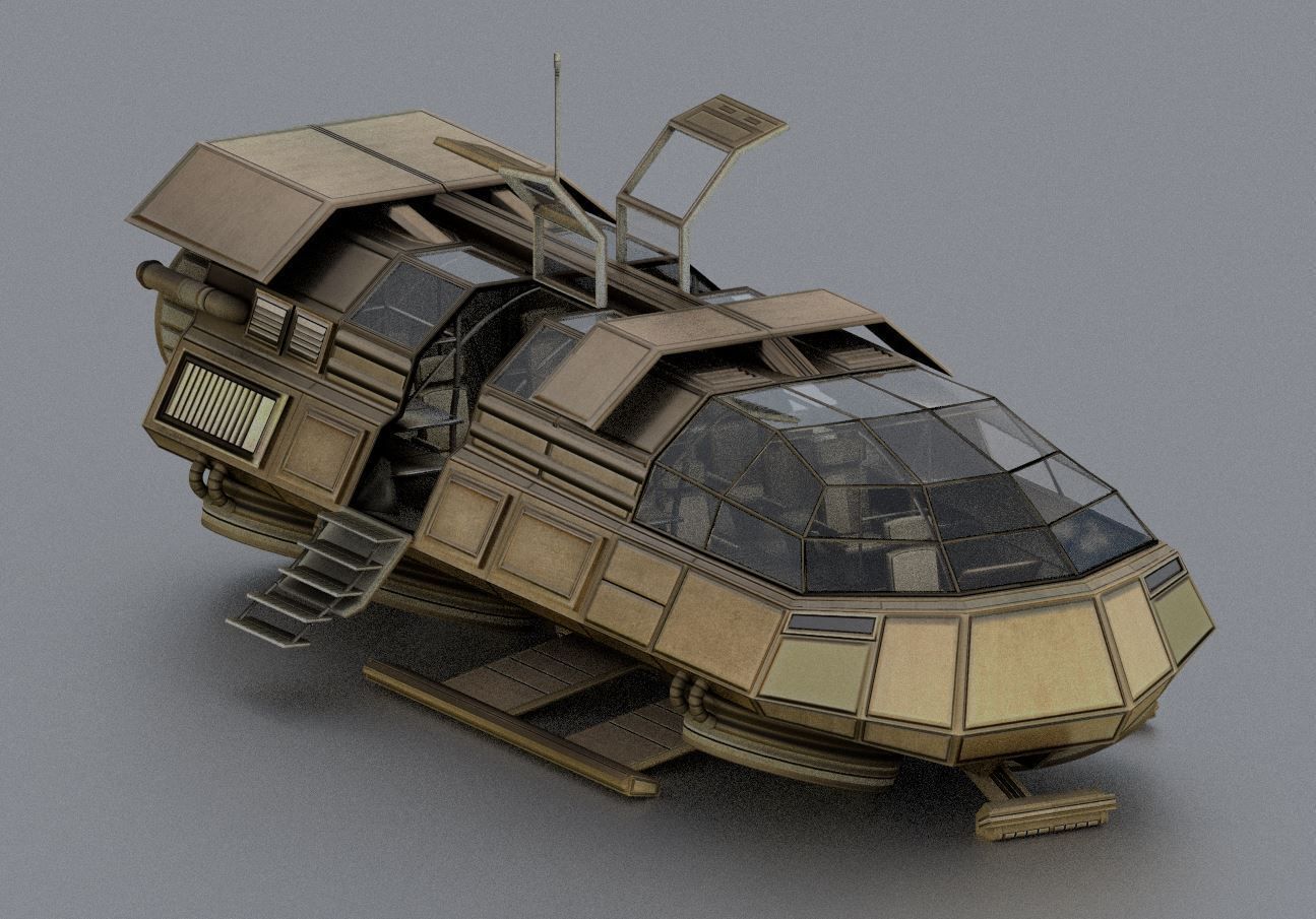 Futuristic Transport Shuttle Rigged  Low-poly 3D model_9