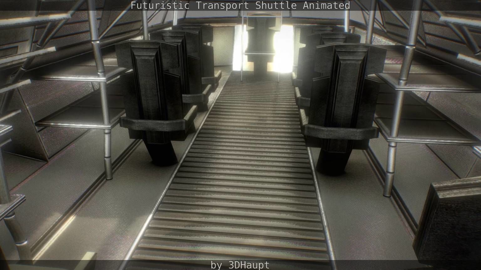 Futuristic Transport Shuttle Rigged  Low-poly 3D model_119