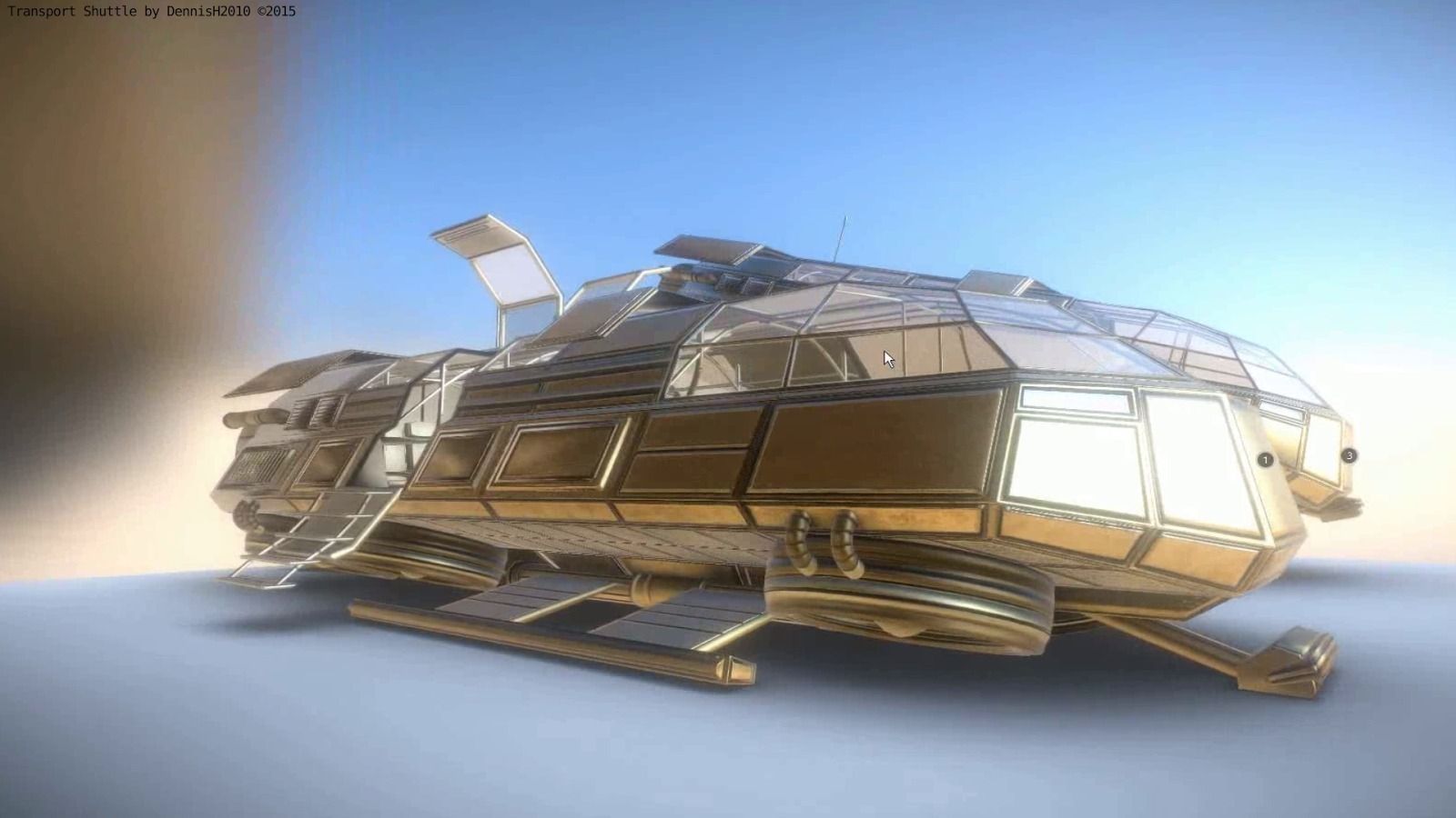 Futuristic Transport Shuttle Rigged  Low-poly 3D model_20