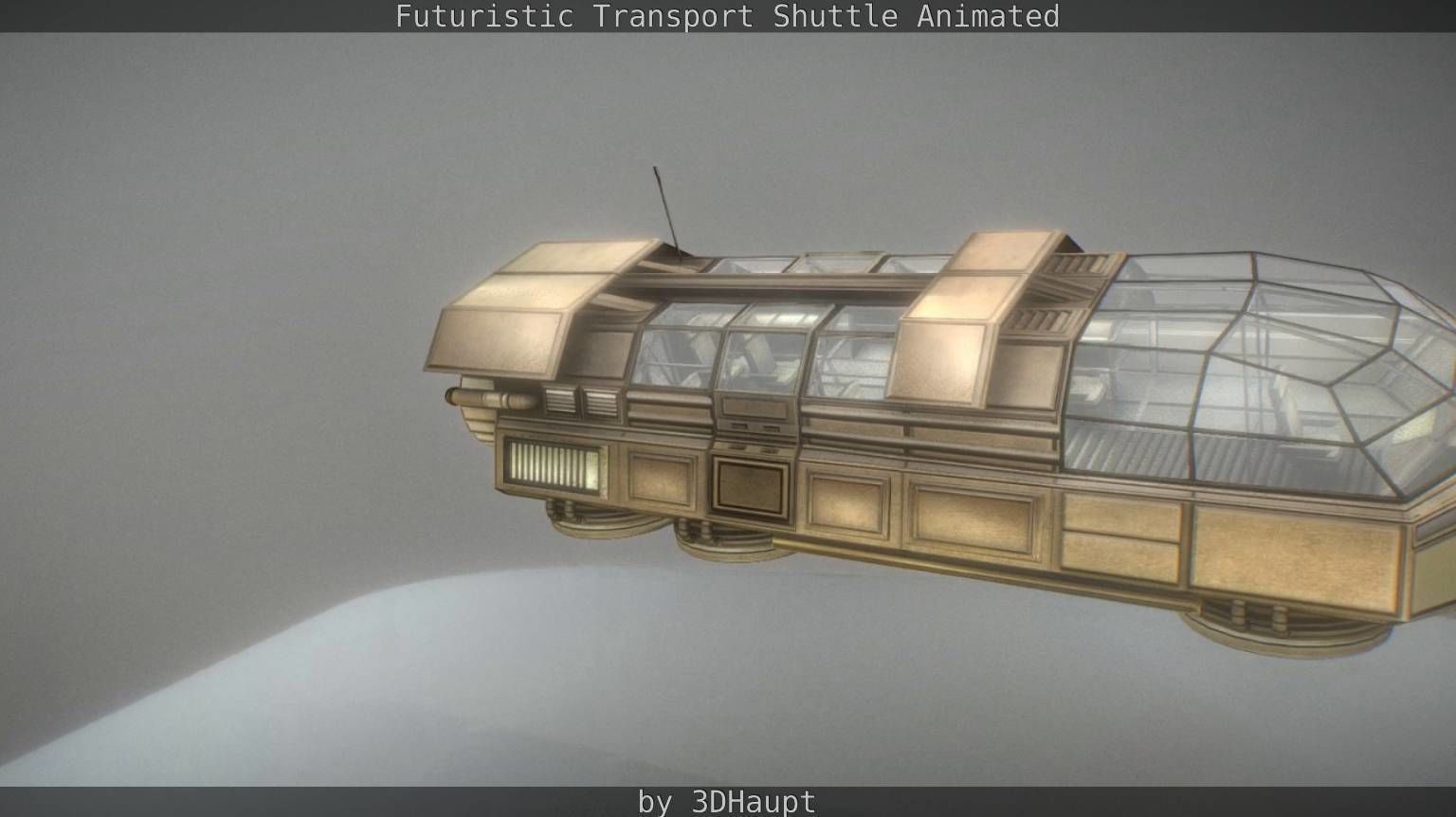 Futuristic Transport Shuttle Rigged  Low-poly 3D model_67