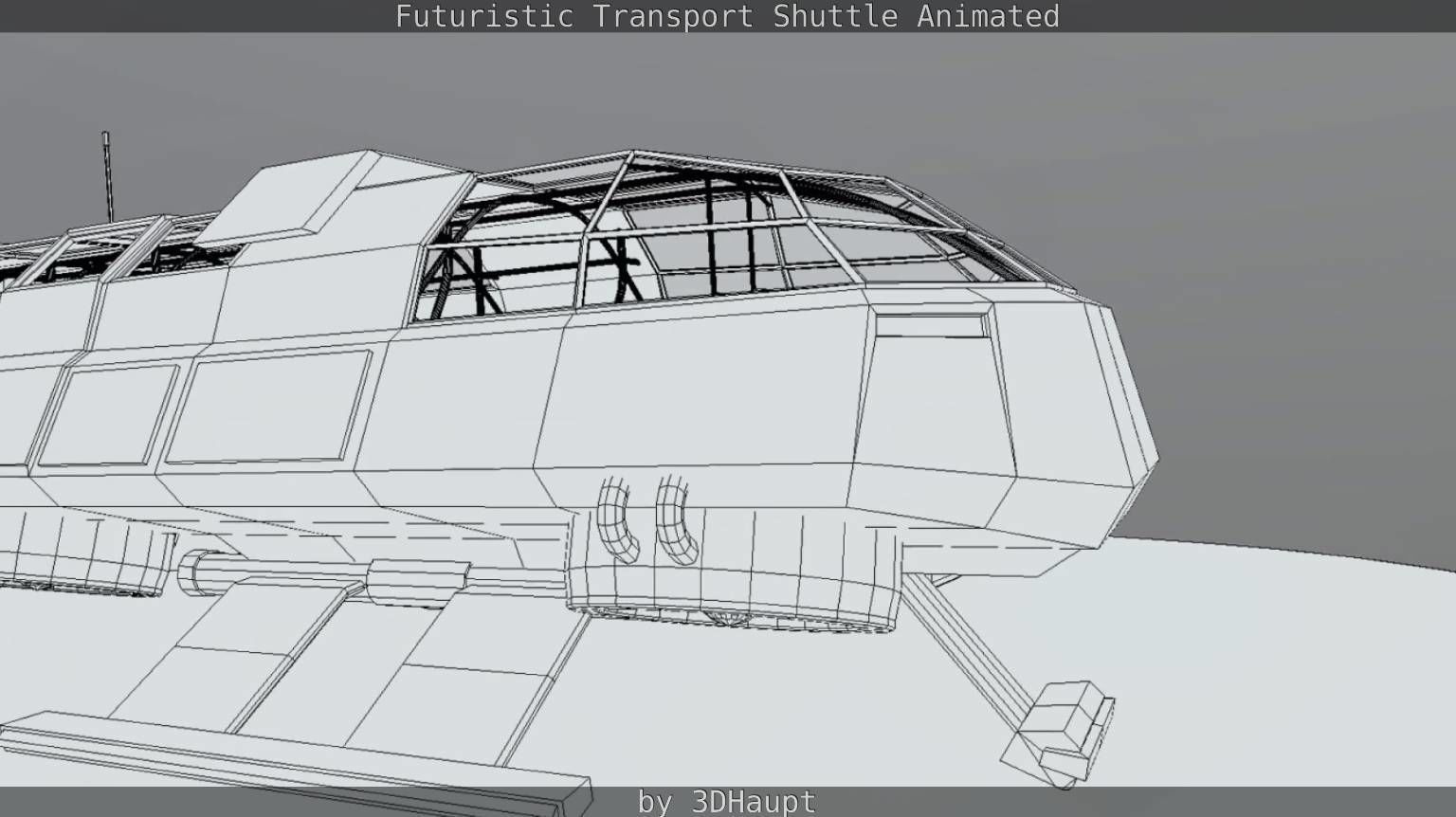 Futuristic Transport Shuttle Rigged  Low-poly 3D model_89