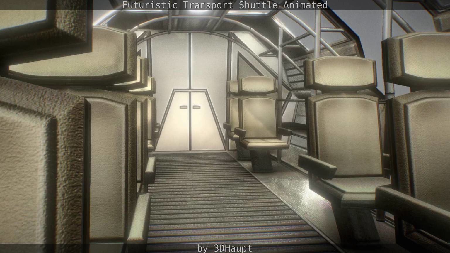 Futuristic Transport Shuttle Rigged  Low-poly 3D model_111