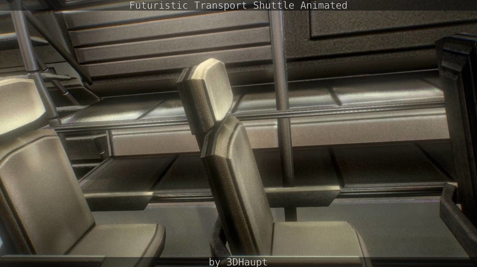 Futuristic Transport Shuttle Rigged  Low-poly 3D model_134