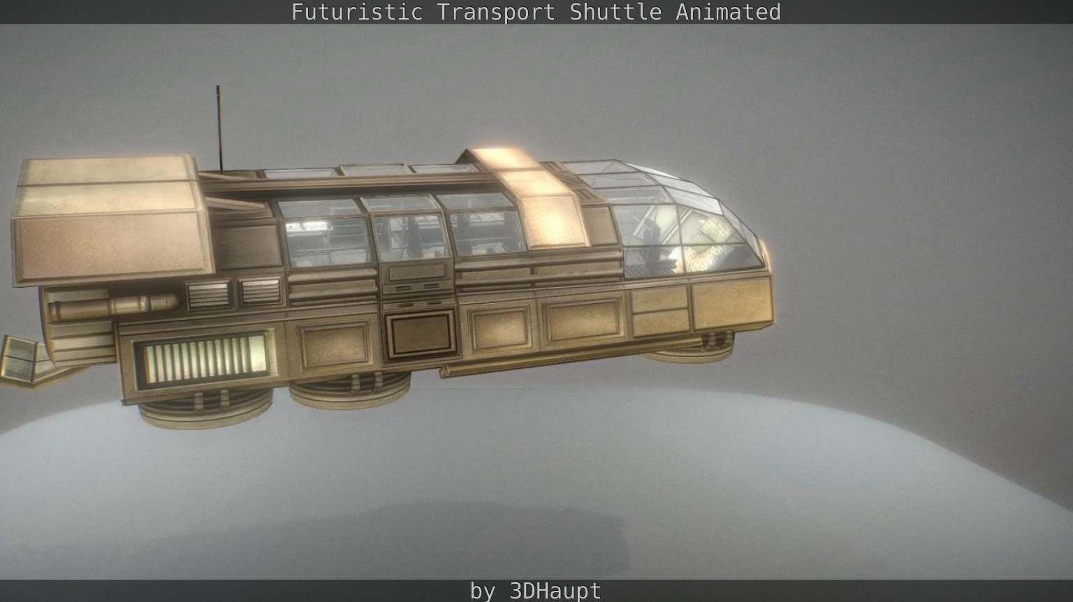 Futuristic Transport Shuttle Rigged  Low-poly 3D model_65
