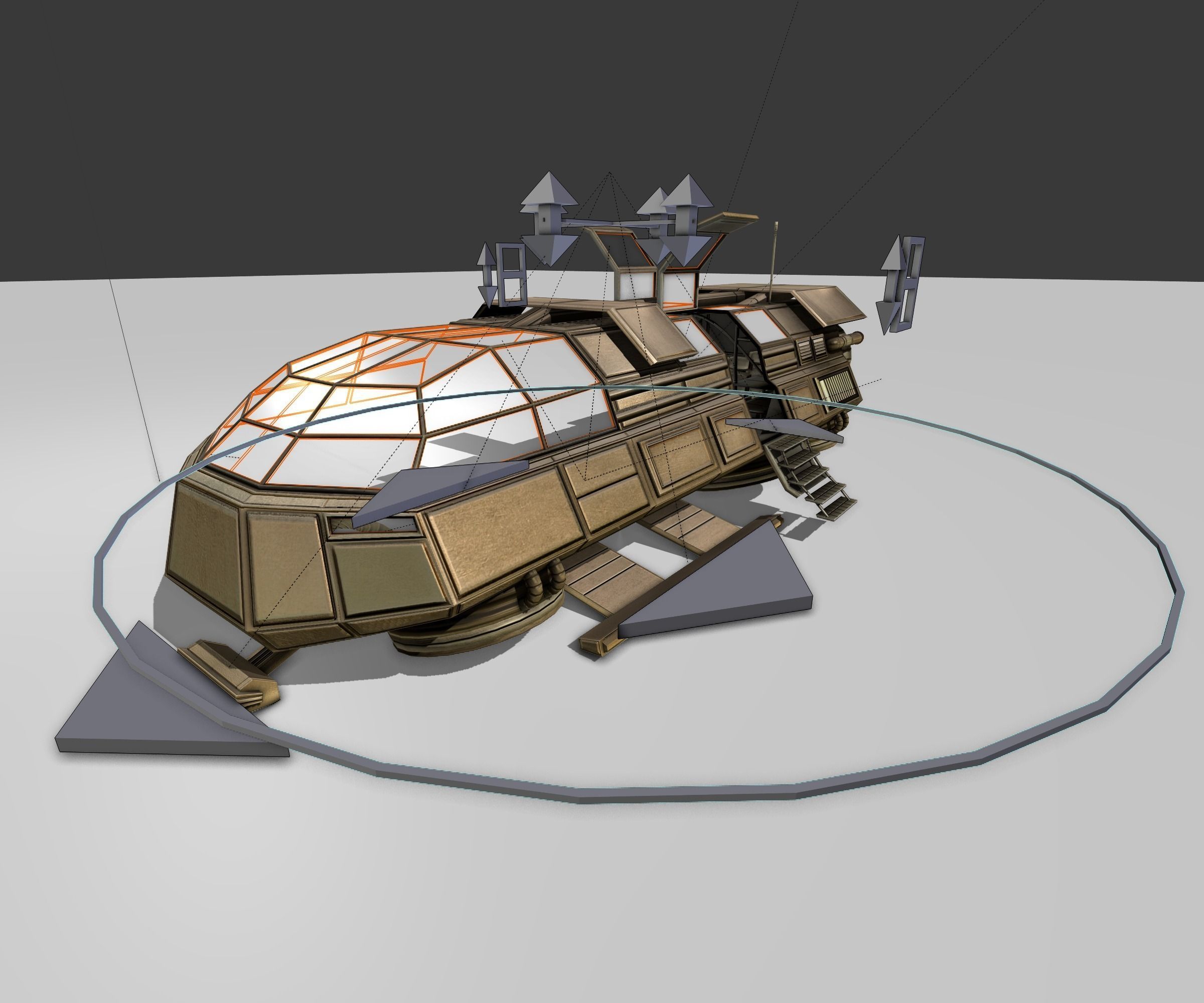 Futuristic Transport Shuttle Rigged  Low-poly 3D model_40