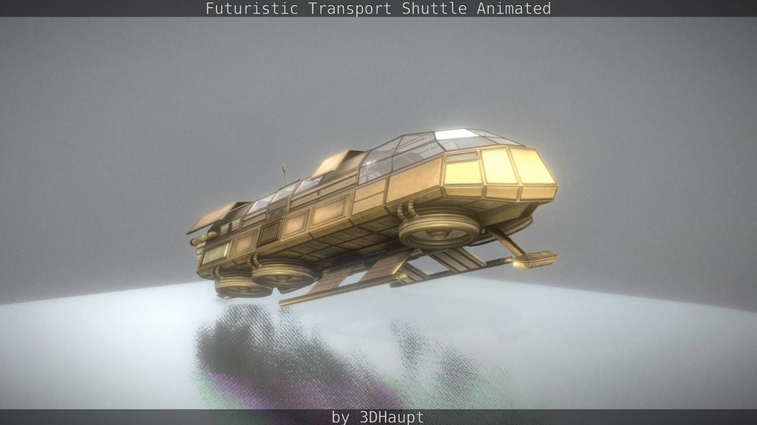 Futuristic Transport Shuttle Rigged  Low-poly 3D model_82