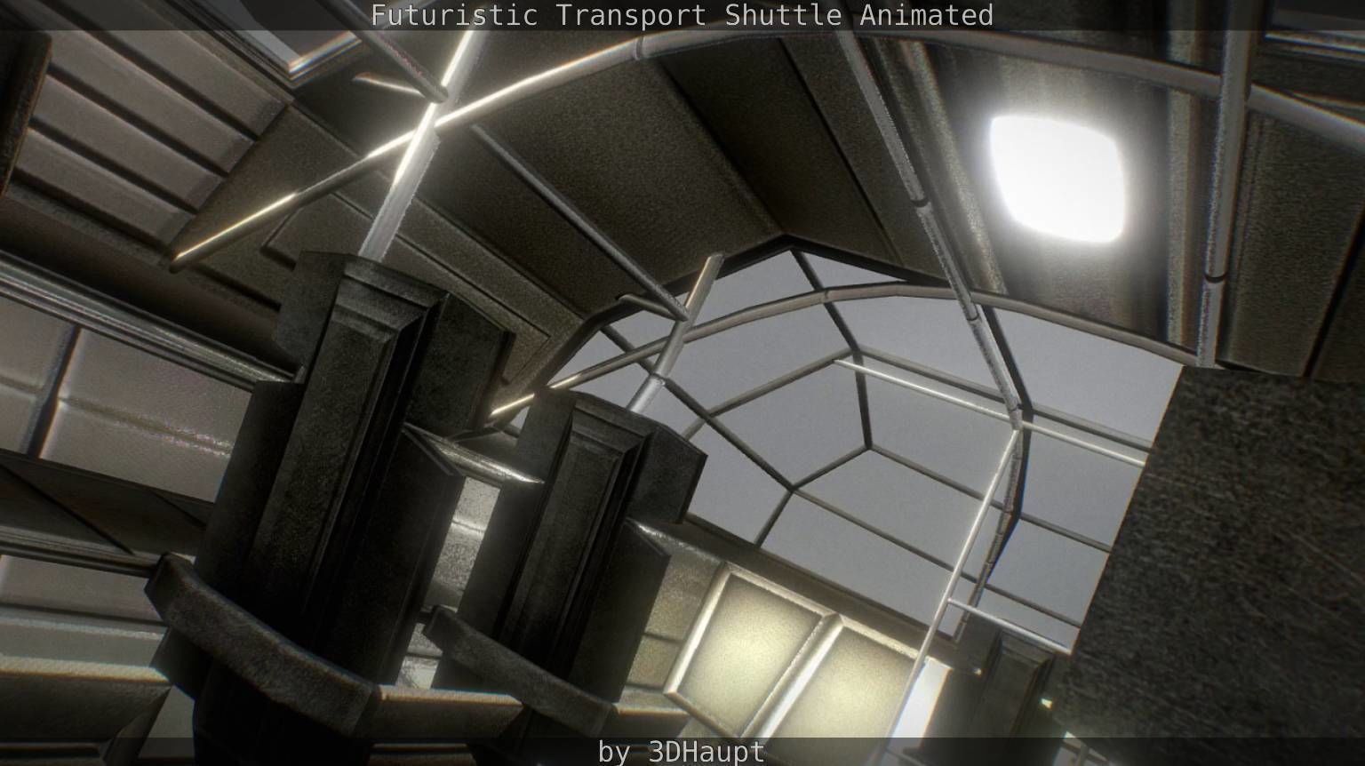 Futuristic Transport Shuttle Rigged  Low-poly 3D model_130