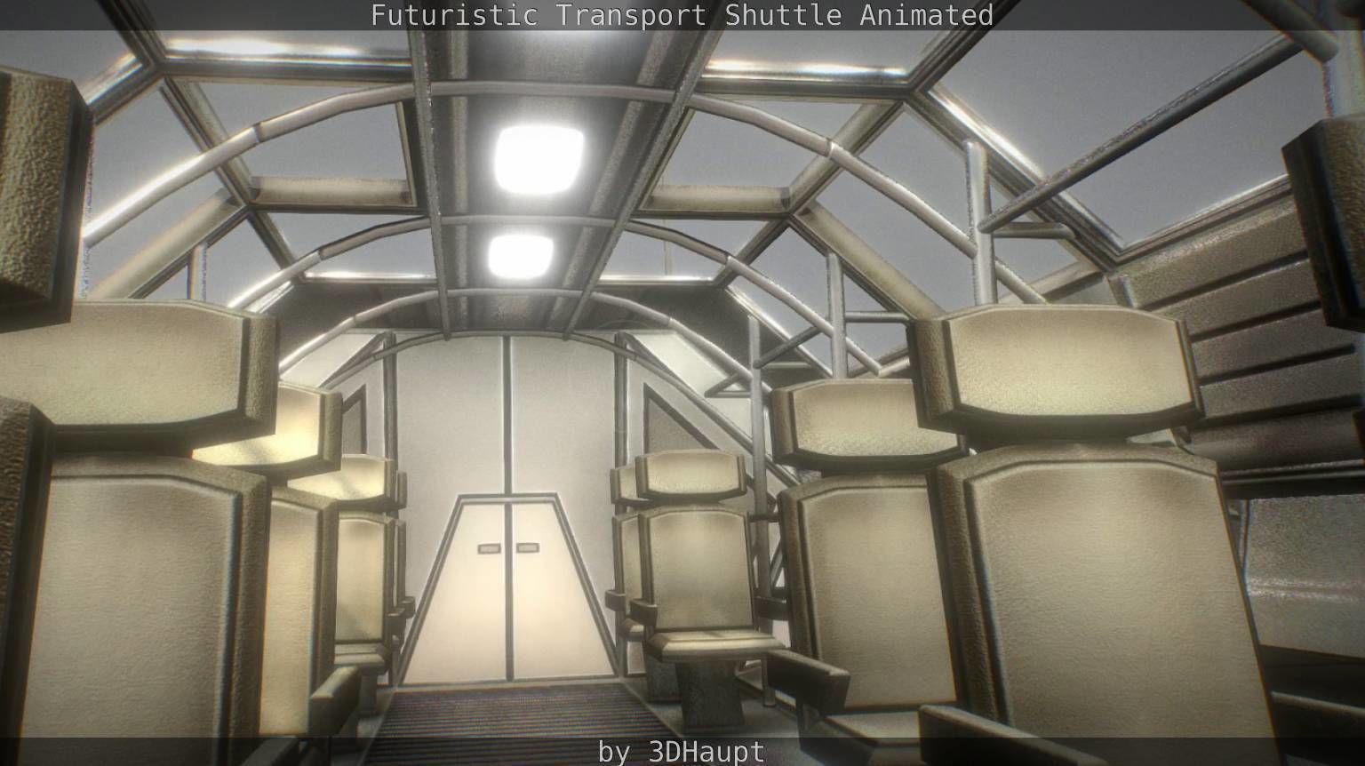 Futuristic Transport Shuttle Rigged  Low-poly 3D model_138