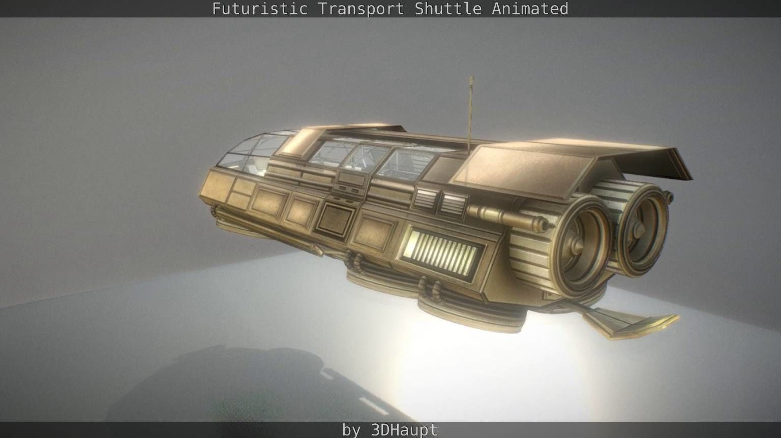 Futuristic Transport Shuttle Rigged  Low-poly 3D model_61