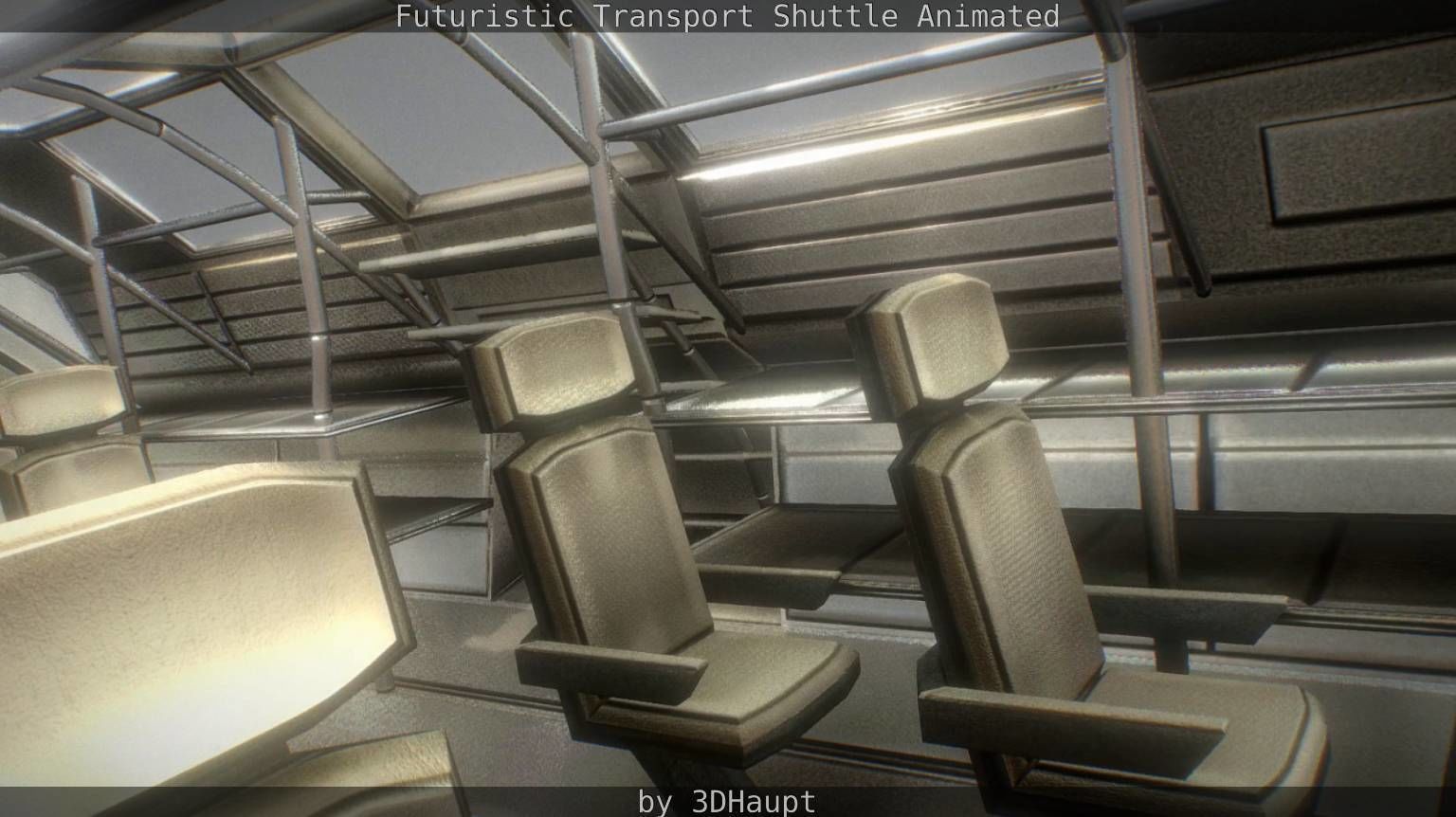 Futuristic Transport Shuttle Rigged  Low-poly 3D model_136