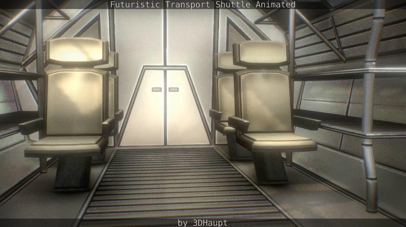 Futuristic Transport Shuttle Rigged  Low-poly 3D model_112