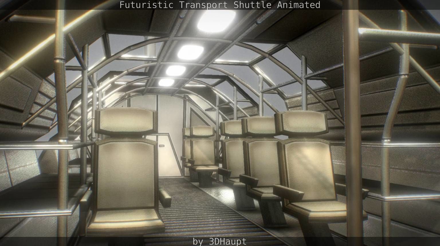 Futuristic Transport Shuttle Rigged  Low-poly 3D model_106