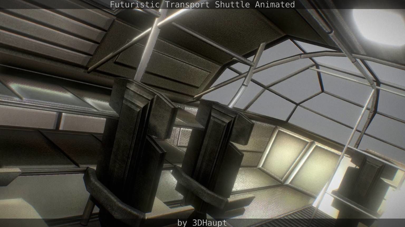 Futuristic Transport Shuttle Rigged  Low-poly 3D model_131