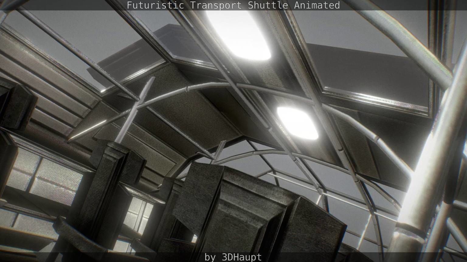 Futuristic Transport Shuttle Rigged  Low-poly 3D model_128