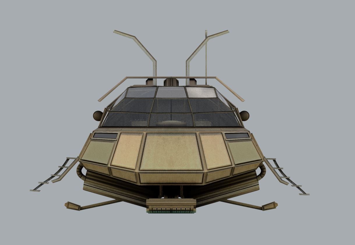 Futuristic Transport Shuttle Rigged  Low-poly 3D model_51