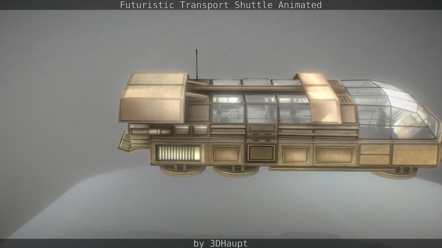 Futuristic Transport Shuttle Rigged  Low-poly 3D model_66