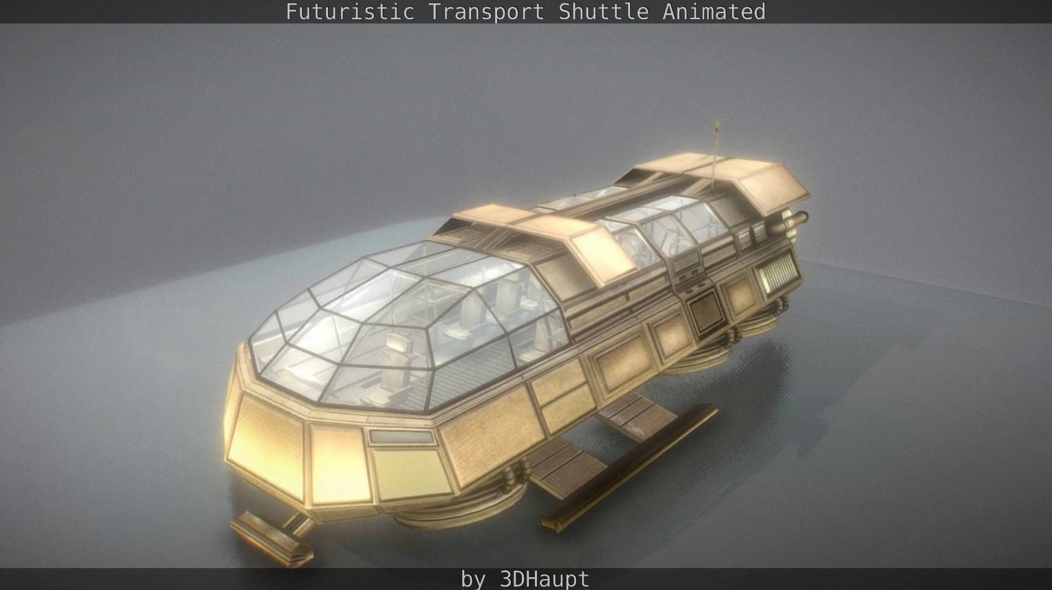 Futuristic Transport Shuttle Rigged  Low-poly 3D model_60