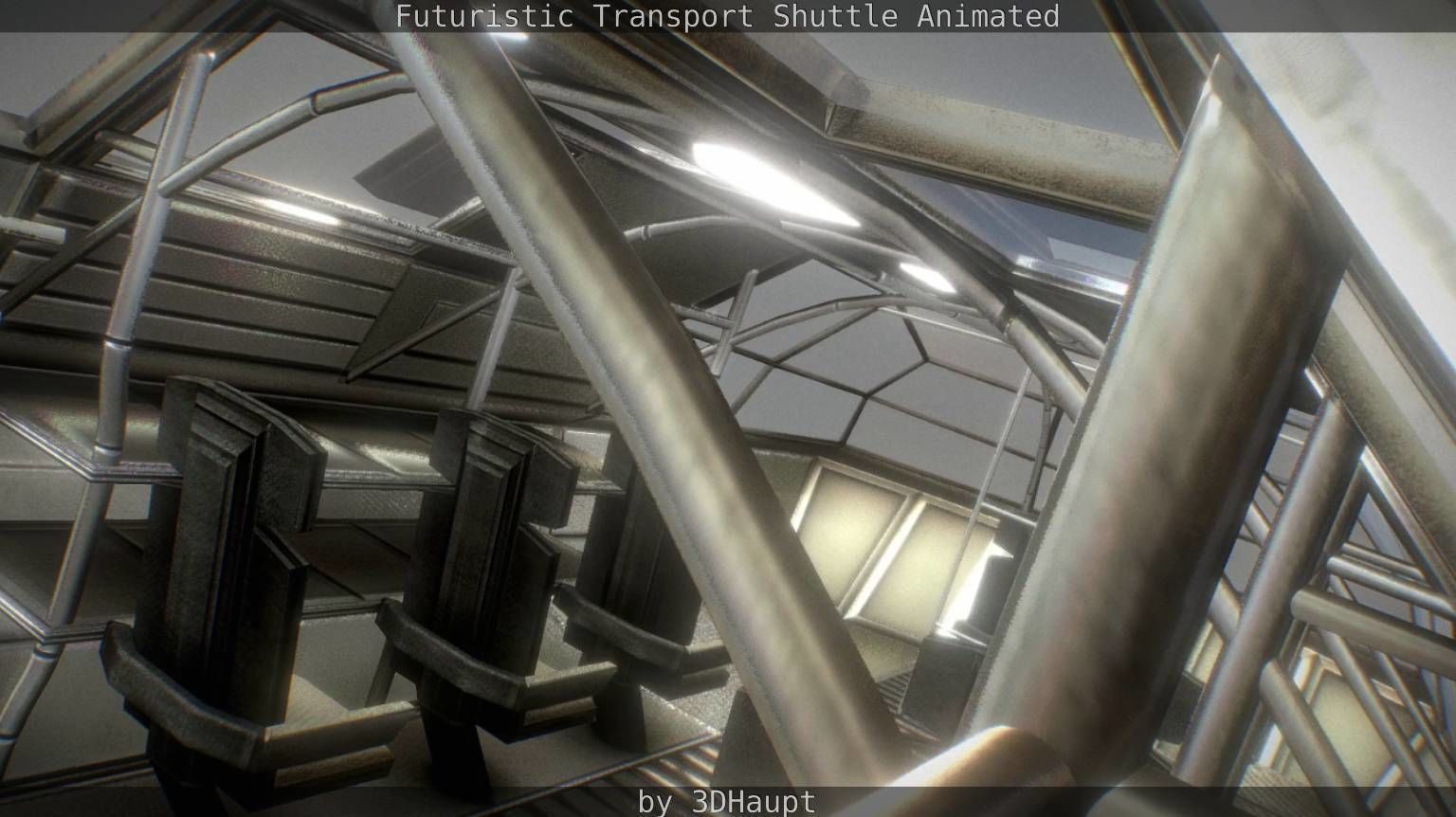 Futuristic Transport Shuttle Rigged  Low-poly 3D model_126