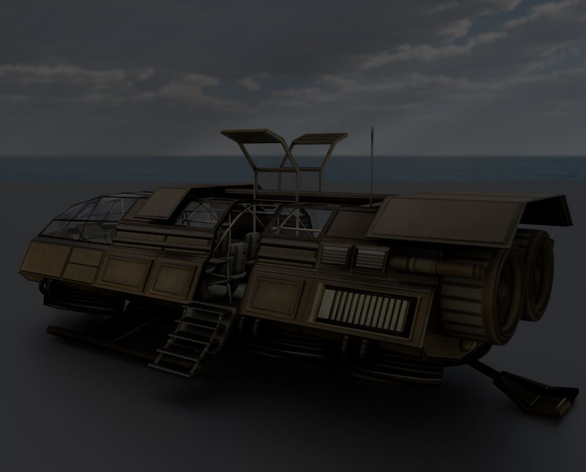 Futuristic Transport Shuttle Rigged  Low-poly 3D model_34